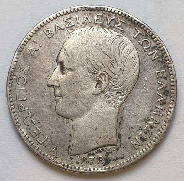 Greece - 2 Drachmas 1873, George I, Silver