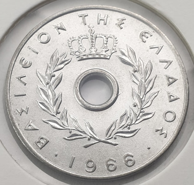 Greece - 10 Lepta 1966, Constantine II, UNC