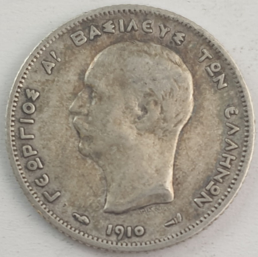Greece - 1 Drachme 1910, George I, Silver