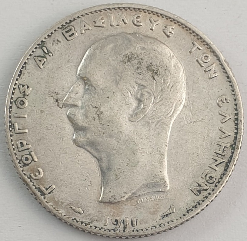 Greece - 2 Drachmai 1911, George I, Silver