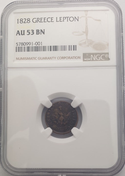 Greece - 1 Lepton 1828 (AU 53 BN), Ioannis Kapodistrias