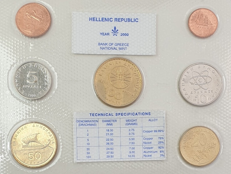 Greece - Set Drachmas 2000, In Blister, UNC