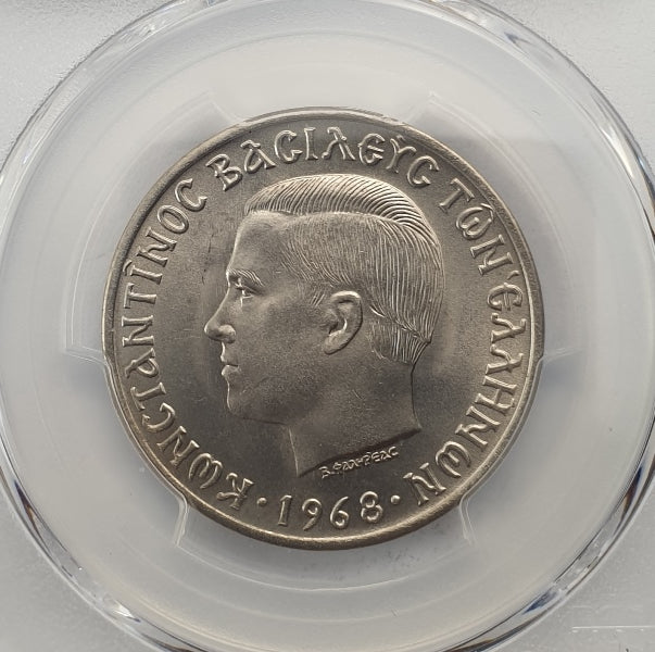 Greece - 10 Drachmas 1968 (MS 66), Constantine II