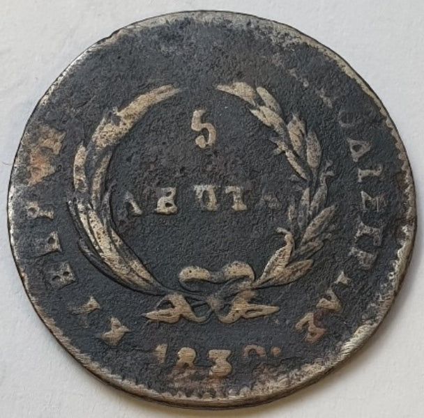 Greece - 5 Lepta 1830, Ioannis Kapodistrias