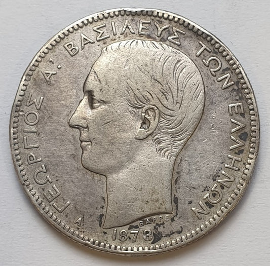 Greece - 2 Drachmas 1873, George I, Silver
