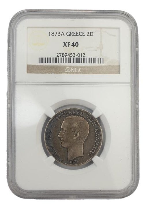 Greece - 2 Drachmas 1873A (XF 40), George I, Silver