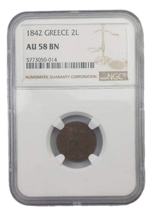 Greece - 2 Lepta 1842 (AU 58 BN), Othon