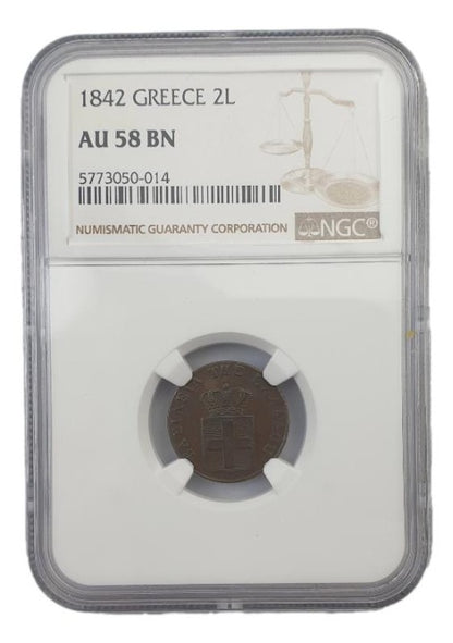 Greece - 2 Lepta 1842 (AU 58 BN), Othon