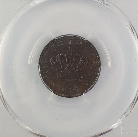 Greece - 2 Lepta 1901-A, Genuine (Cleaned-AU Detail), Crete