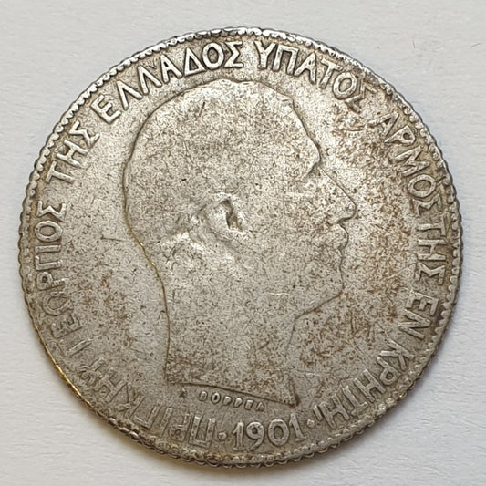 Greece - 1 Drachma 1901, Crete, Silver