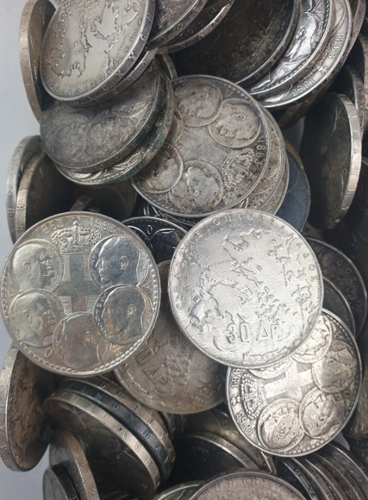 Greece - 30 Drachmas 1963, Paul I, Royal Dynasty, Silver (The coin is not uncirculated)