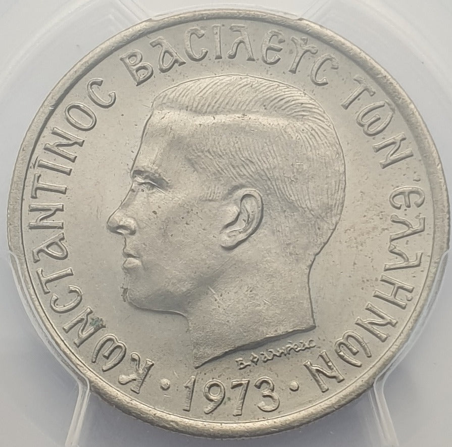 Greece - 5 Drachmai 1973 (MS 65), Constantine II