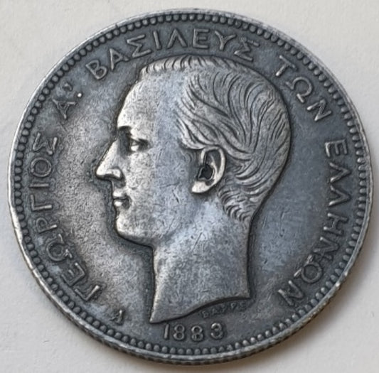 Greece - 2 Drachmas 1883, George I, Silver