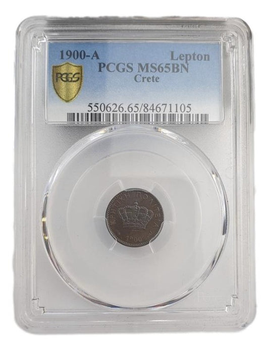Greece - 1 Lepton 1900 - A (MS 65 BN), Crete