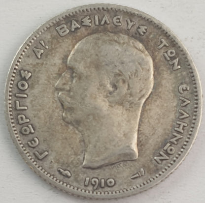 Greece - 1 Drachme 1910, George I, Silver