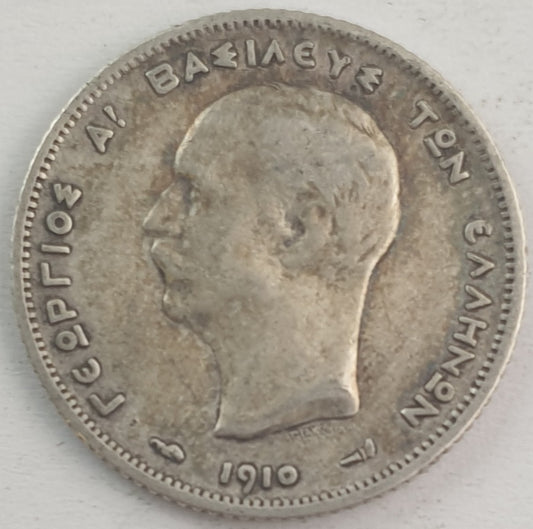 Greece - 1 Drachme 1910, George I, Silver
