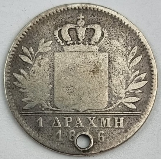 Greece - 1 Drachma 1846, Othon, Silver