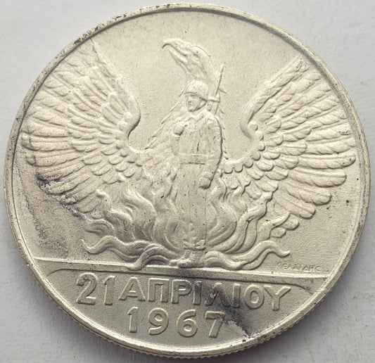 Greece - 50 Drachmai 1967, National Revolution, Silver