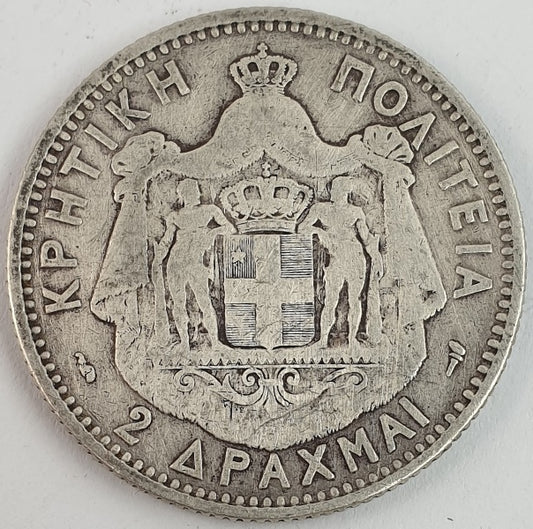 Greece - 2 Drachmas 1901, Crete, Silver