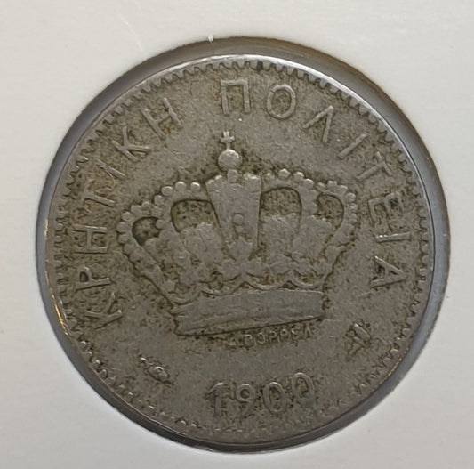 Greece - 10 Lepta 1900, Crete (Πλάγια Ανατροπή)