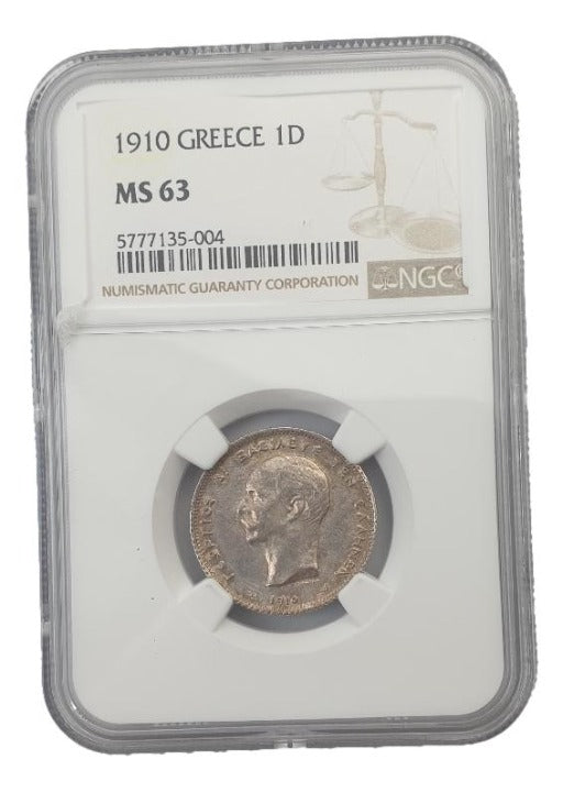 Greece - 1 Drachma 1910 (MS 63), George I, Silver