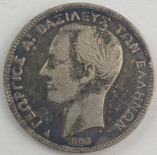 Greece - 2 Drachmai 1883, George I, Silver