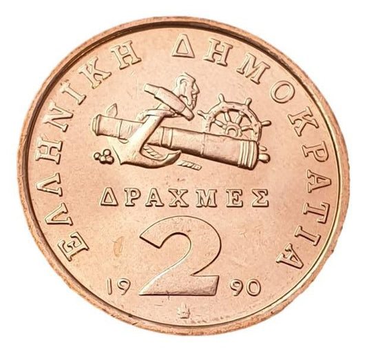 Greece - 2 Drachmas 1990, UNC