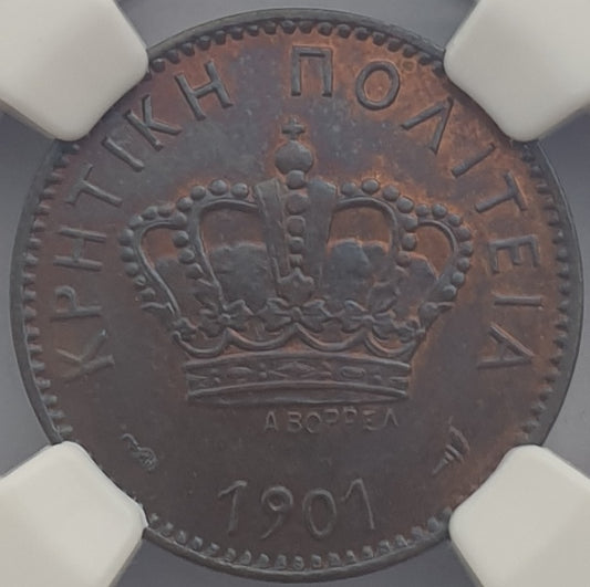 Greece - 2 Lepta 1901A (MS 64 RB), George I, Crete
