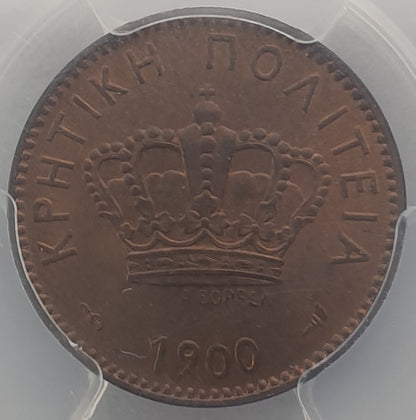 Greece - 2 Lepta 1900 (MS 65 RB), Crete