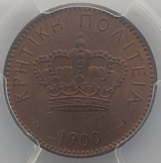 Greece - 2 Lepta 1900 (MS 65 RB), Crete