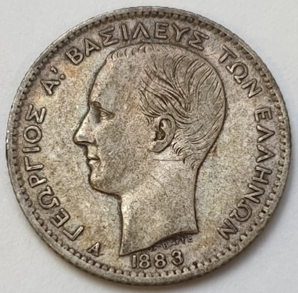 Greece - 1 Drachma 1883, George I, Silver