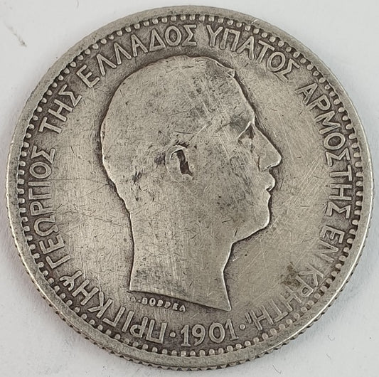 Greece - 2 Drachmas 1901, Crete, Silver