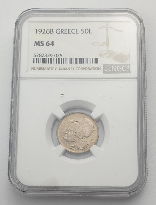 Greece - 50 Lepta 1926B (MS 64)