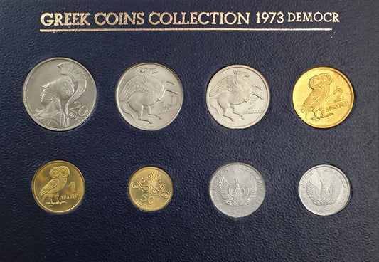Greece - Set Drachmas 1973, Democracy, UNC