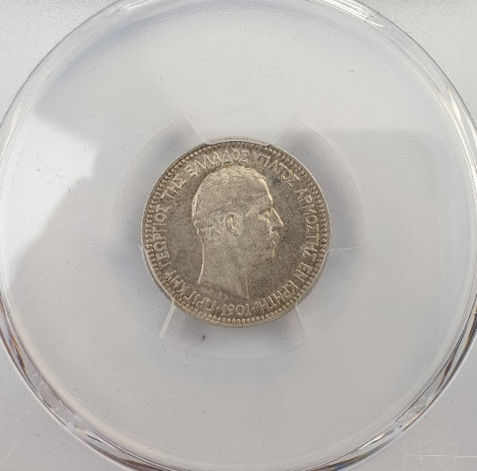 Greece - 50 Lepta 1901 (MS 62), Crete, Silver