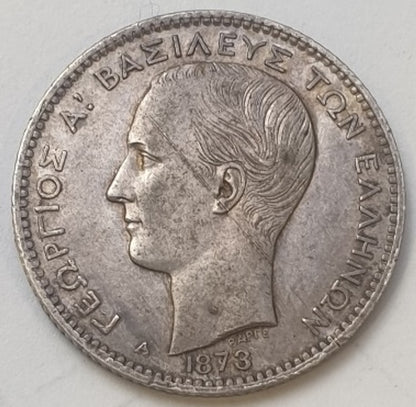 Greece - 1 Drachma 1873, George I, Silver