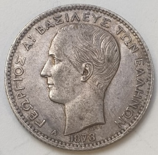 Greece - 1 Drachma 1873, George I, Silver