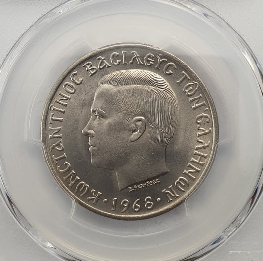 Greece - 10 Drachmas 1968 (MS 66), Constantine II