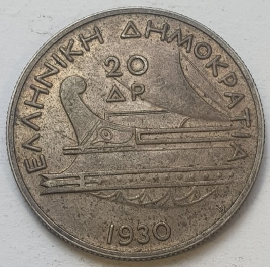 Greece - 20 Drachmas 1930, Silver
